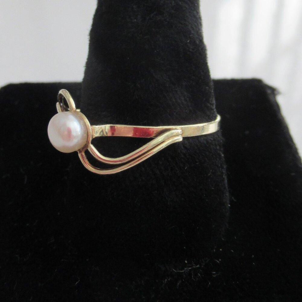 Pearl Ring, 585 (14K) Gold, Vintage, 5mm - Picture 4 of 9